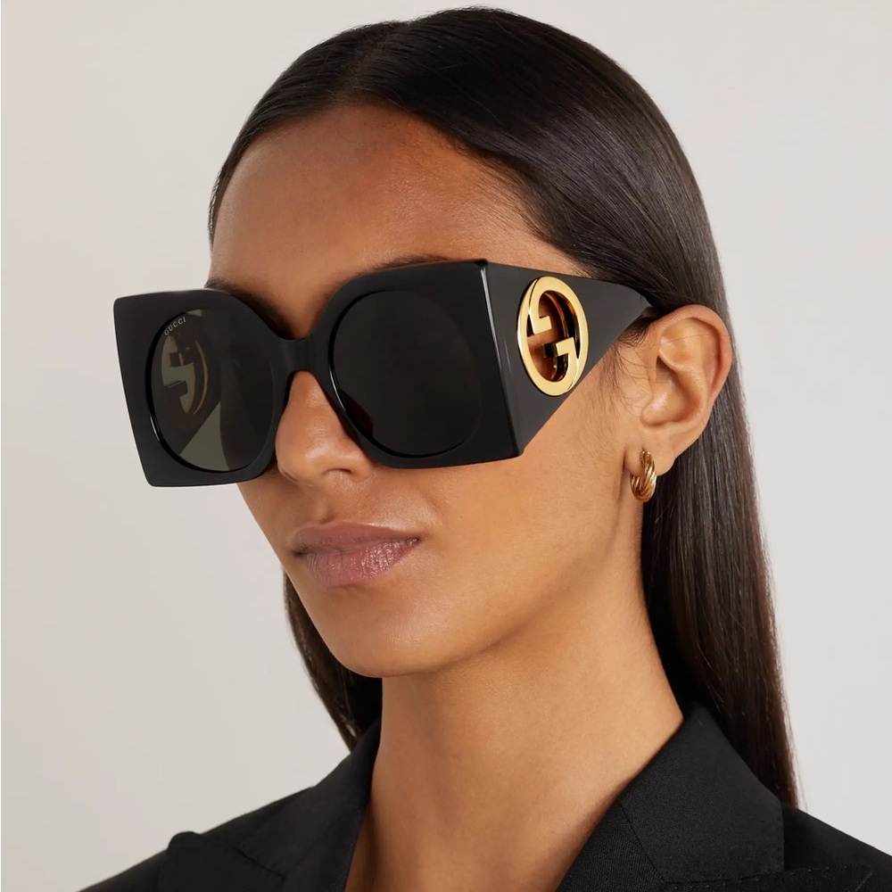 NEW GUCCI GG1254S 001 BLACK WOMEN OVERSIZED SUNGLASSES GUCCI - Picture 4 of 11